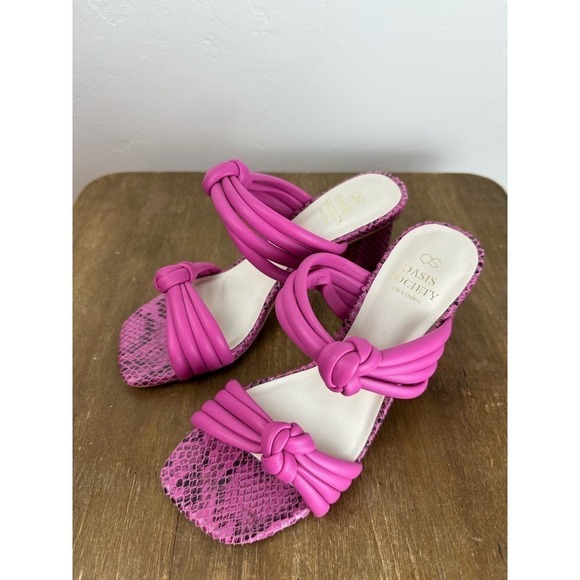 EUC oasis society RAQUEL STRAPPY KNOT HEEL FUCHSIA size 6 - Picture 3 of 6
